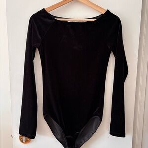 Velvet Black Long Sleeve Bodysuit